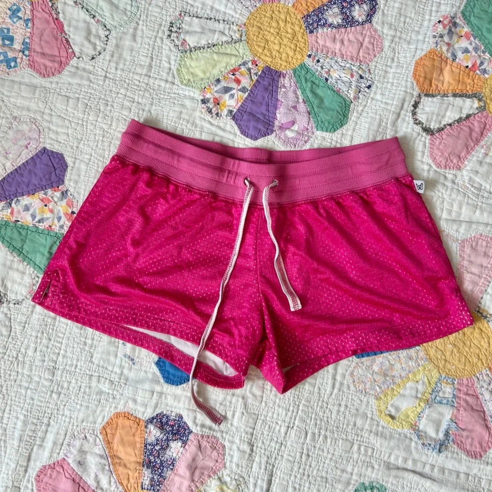 Vintage 2000s Self Esteem Pink Mesh Athletic Shorts Women Medium Y2K